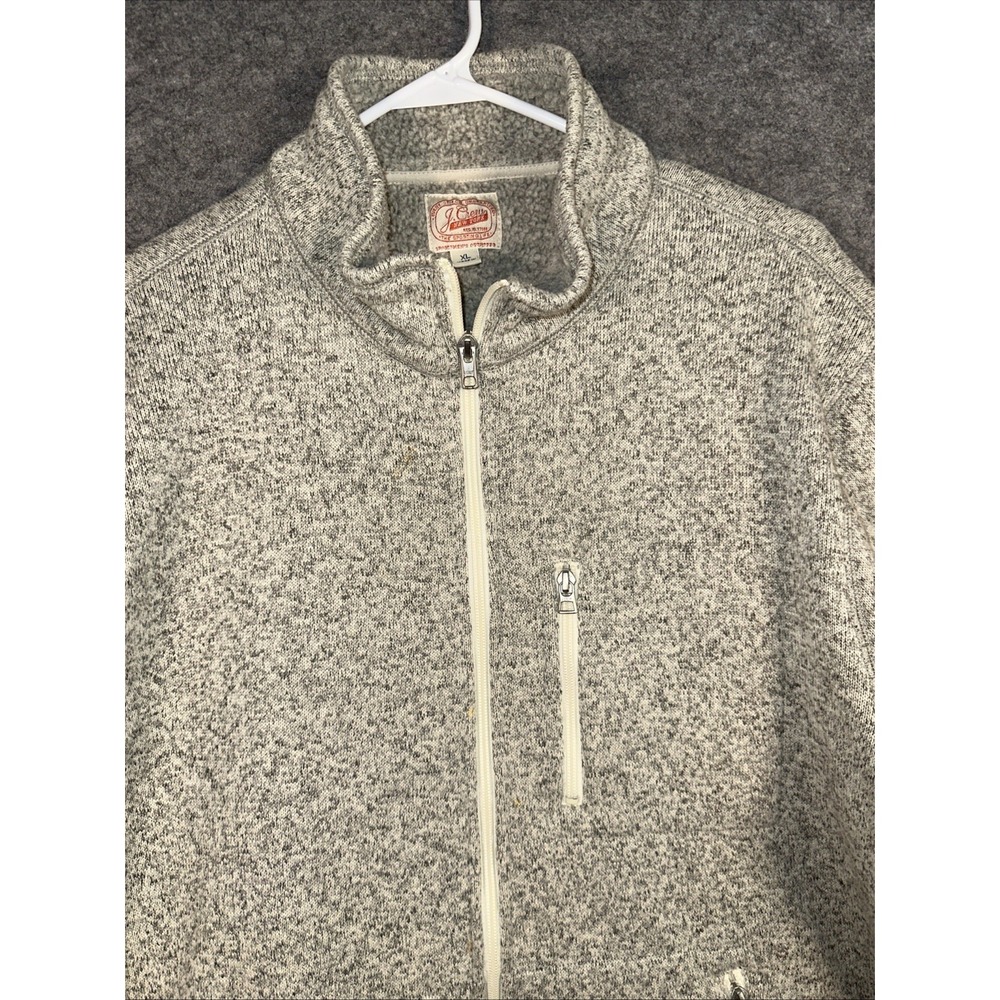 VTG J. CREW Men's Full-Zip Long-Sleeve Sweater XL Tan Gray Fleece‎